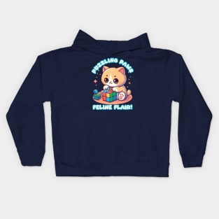 Puzzling paws feline flair Kids Hoodie